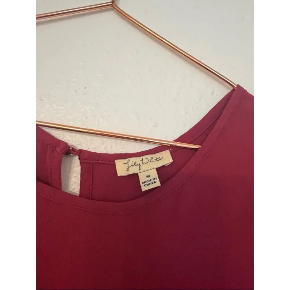 Lily white Women's Burgundy berry Cap-Sleeve Blouse size medium